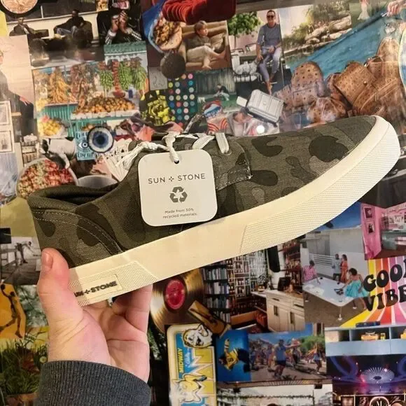 NIB Sun + Stone "Kiva" Camo Green Mens Shoes - Picture 2 of 3